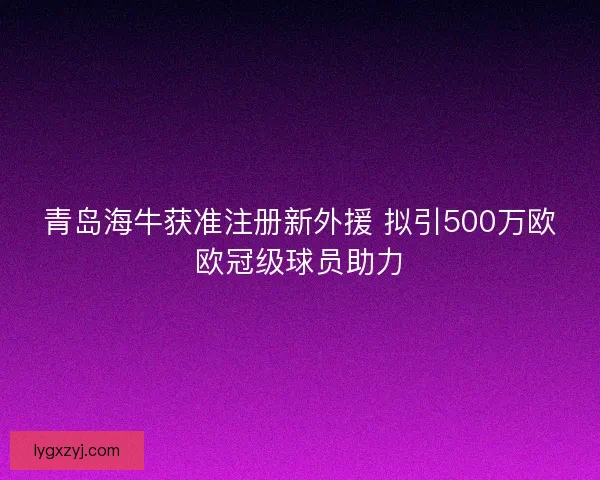 青岛海牛获准注册新外援 拟引500万欧欧冠级球员助力