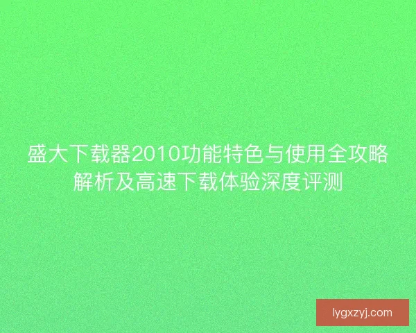 盛大下载器2010功能特色与使用全攻略解析及高速下载体验深度评测