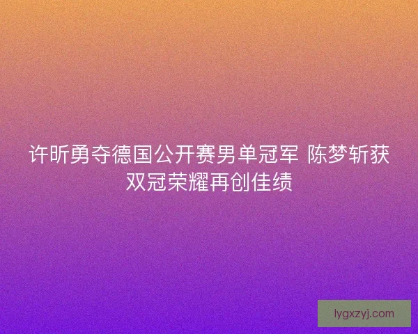 许昕勇夺德国公开赛男单冠军 陈梦斩获双冠荣耀再创佳绩 许昕勇夺德国公开赛男单冠军 陈梦斩获双冠荣耀再创佳绩